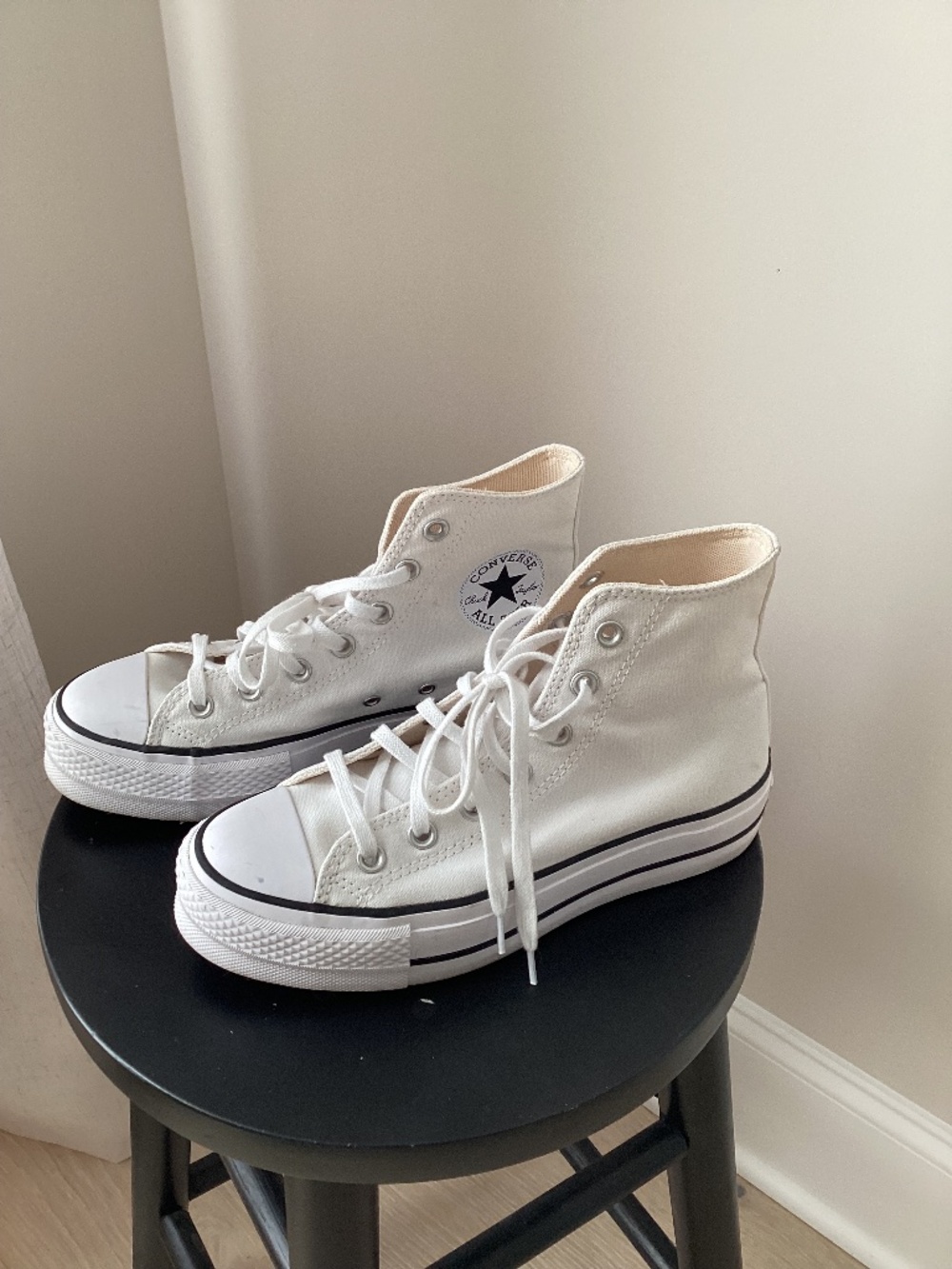 Converse platform chunky chuck taylor lift white women 7 high top sneakers Y2K
